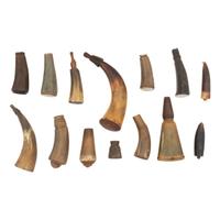 Lot of 11 Small Powder Horns