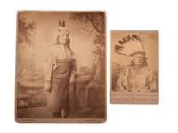 [NATIVE AMERICANS]. SCOTT, George W. (1854-1910), and BARRY, D.F. (1854-1934), photographers. A group of 2 photographs of Sioux Indians, including Chief Gall and White Eagle.