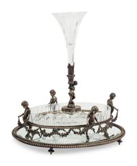 A Baccarat Silvered Bronze and Cut Glass Table Centerpiece