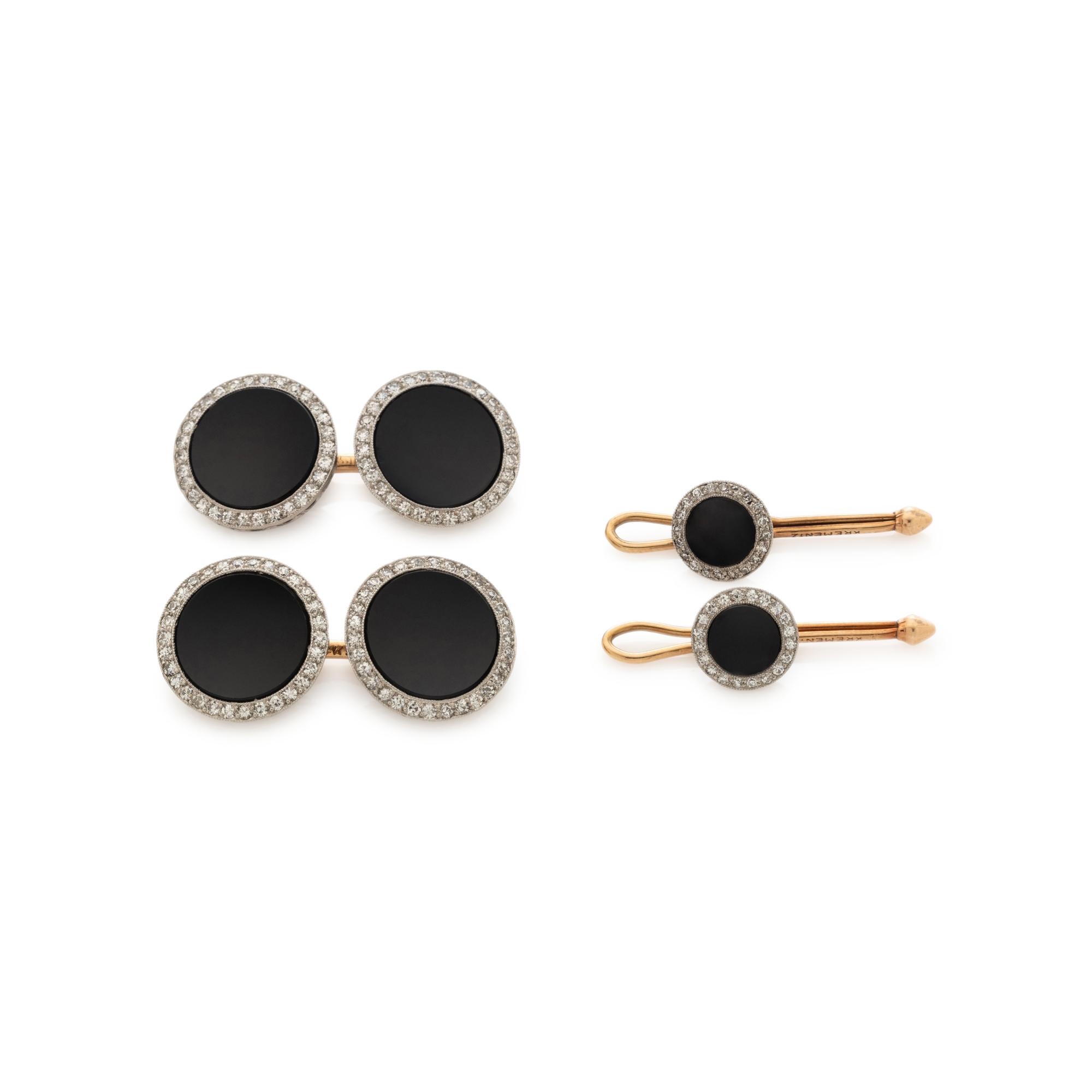 KREMENTZ & CO., ONYX AND DIAMOND DRESS SET