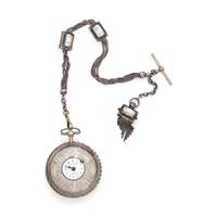 FRED VAUCHER, OPEN FACE POCKET WATCH WITH CHAIN