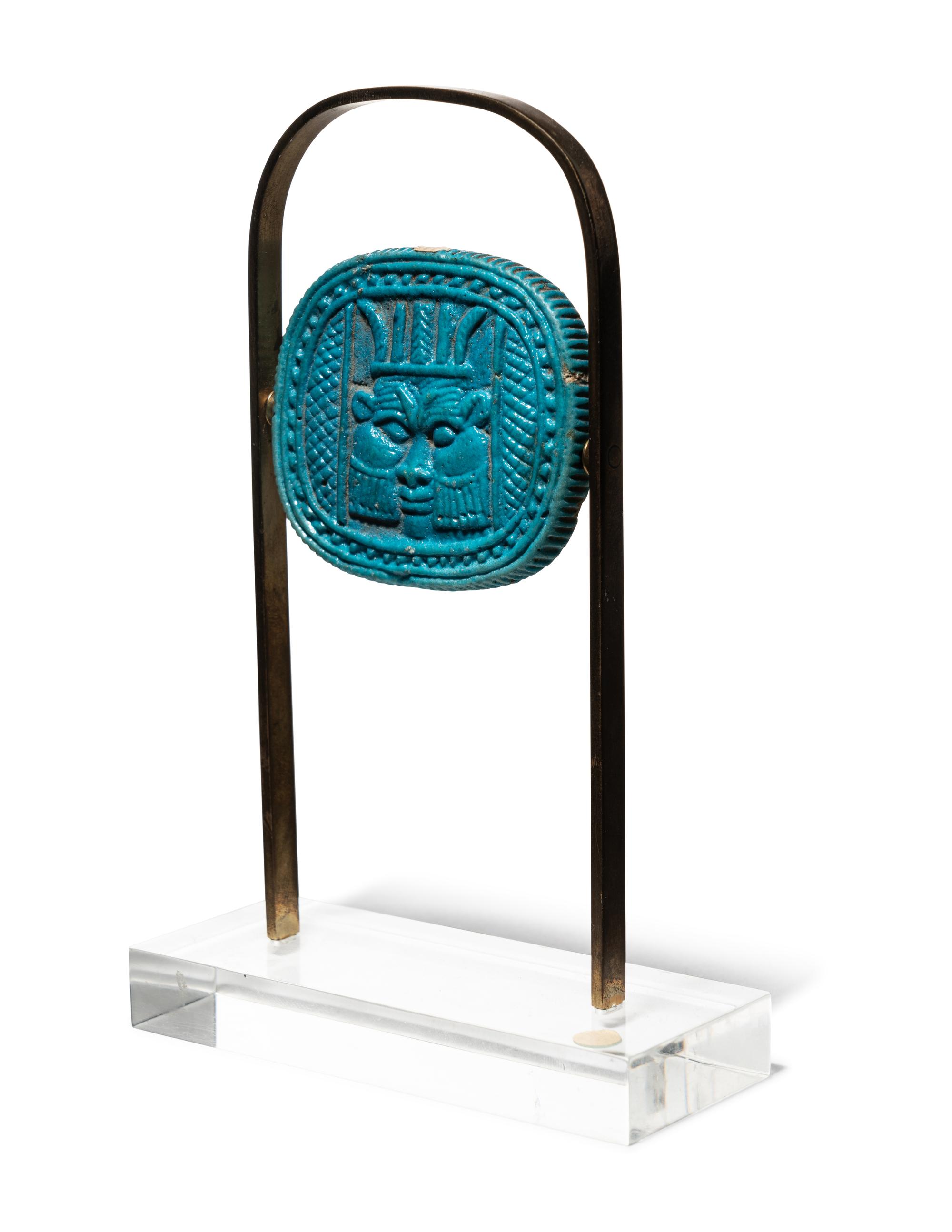 An Egyptian Faience Double-Sided Plaque