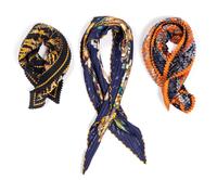 Three Hermès Double Pleated Silk Scarves