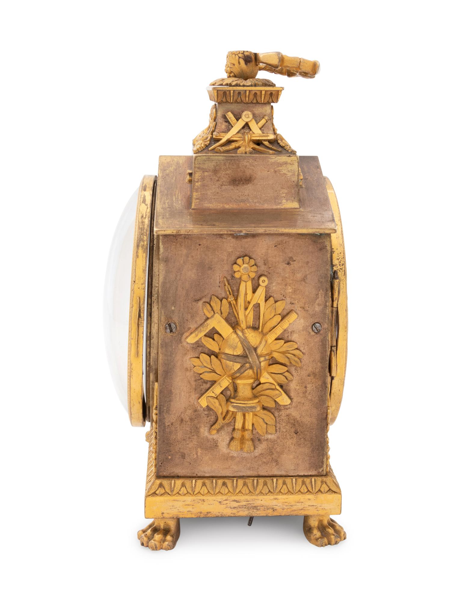 An Empire Gilt Bronze Pendule d'Officier