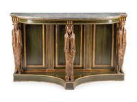A North European Green Painted and Parcel Gilt Marble-Top Pier Table