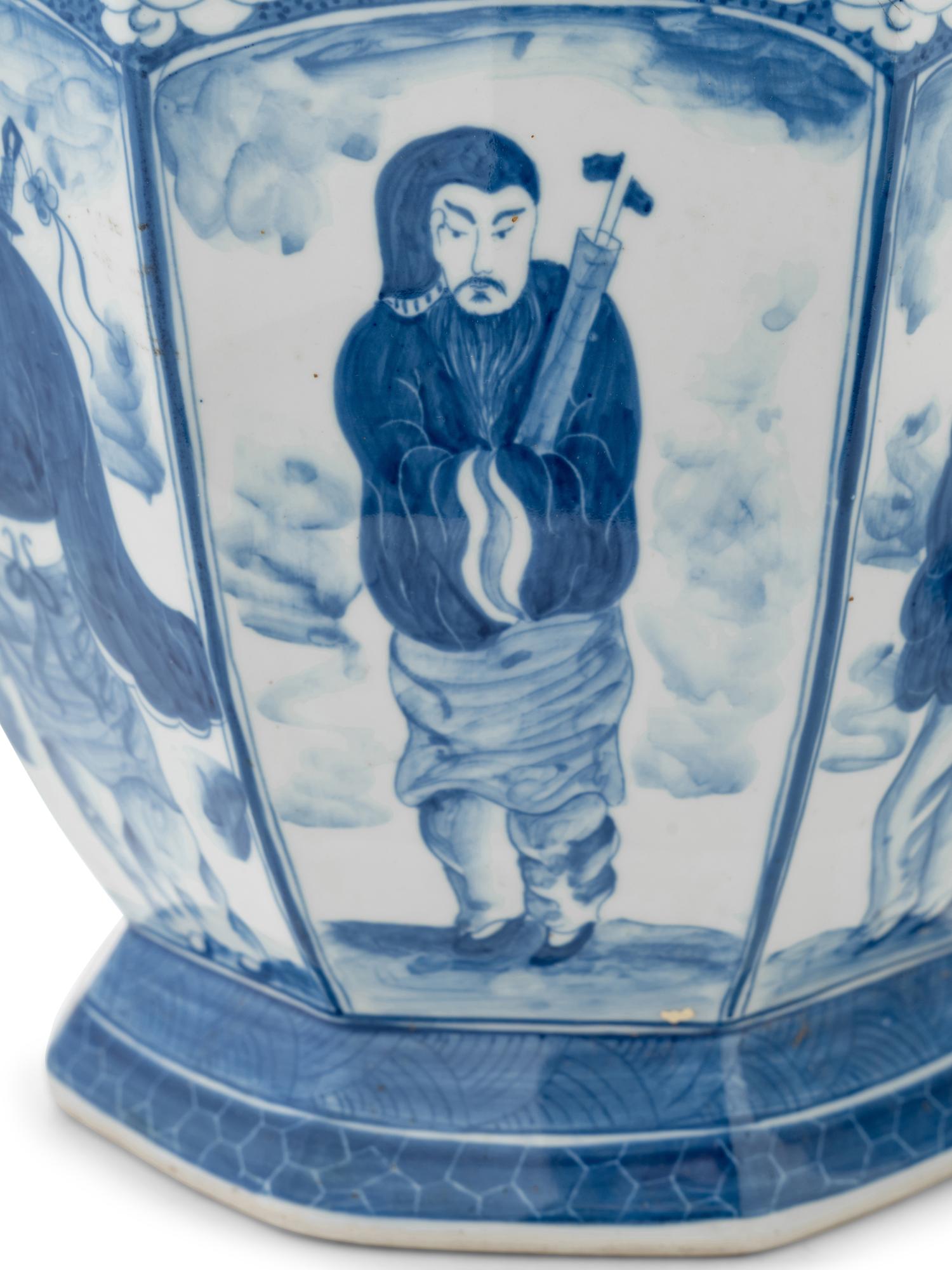 Two Chinese Export Blue and White Porcelain Baluster Vases