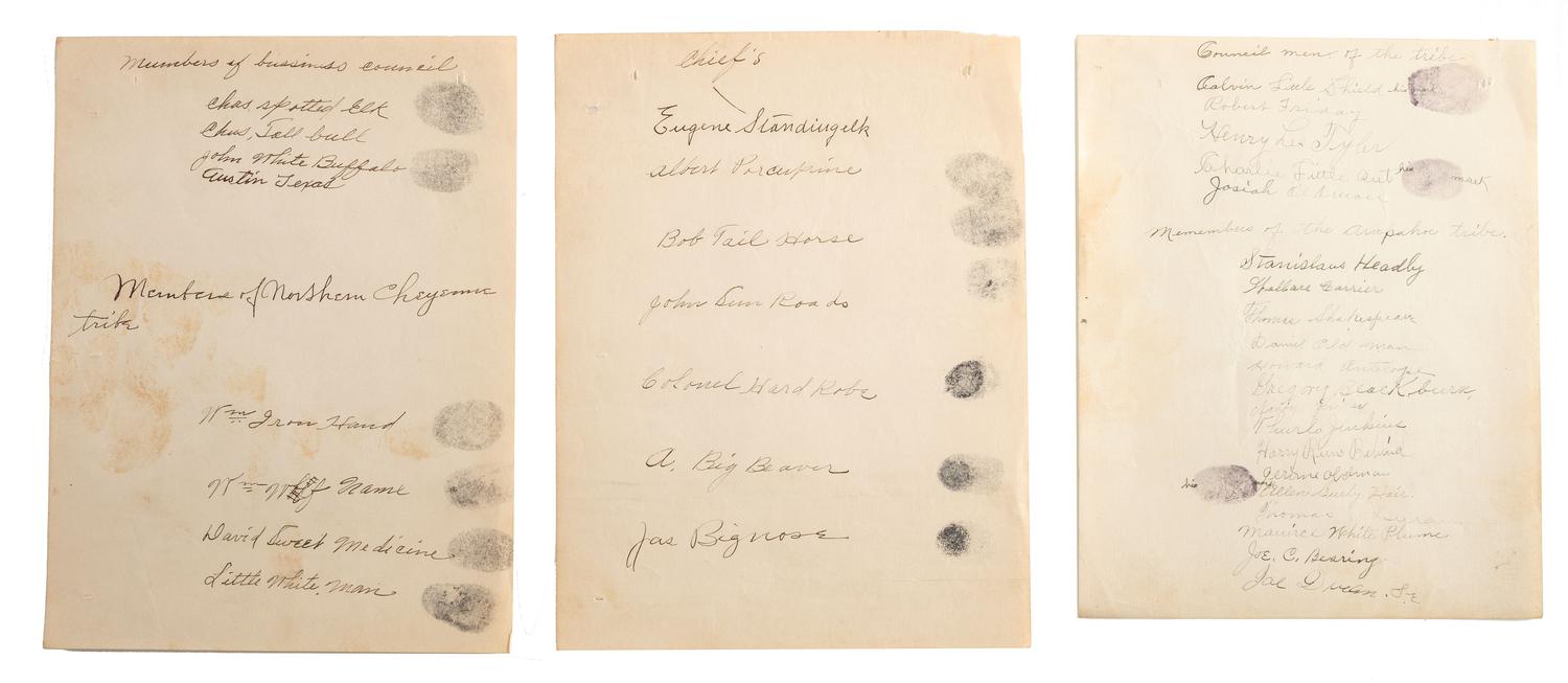 [NATIVE AMERICANS]. Archive of documents related to Assiniboine, Arapaho, and Northern Cheyenne tribal affairs, incl. delegation documents.