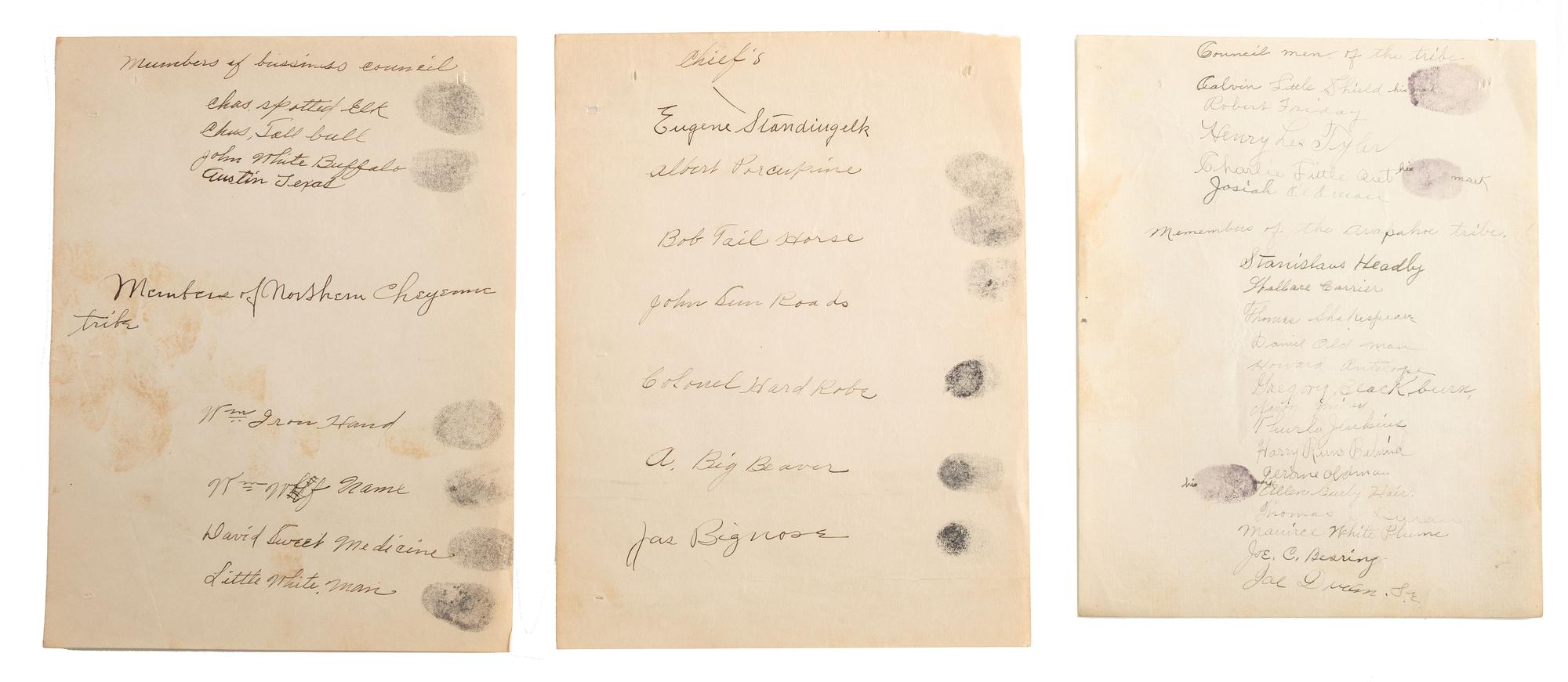 [NATIVE AMERICANS]. Archive of documents related to Assiniboine, Arapaho, and Northern Cheyenne tribal affairs, incl. delegation documents.