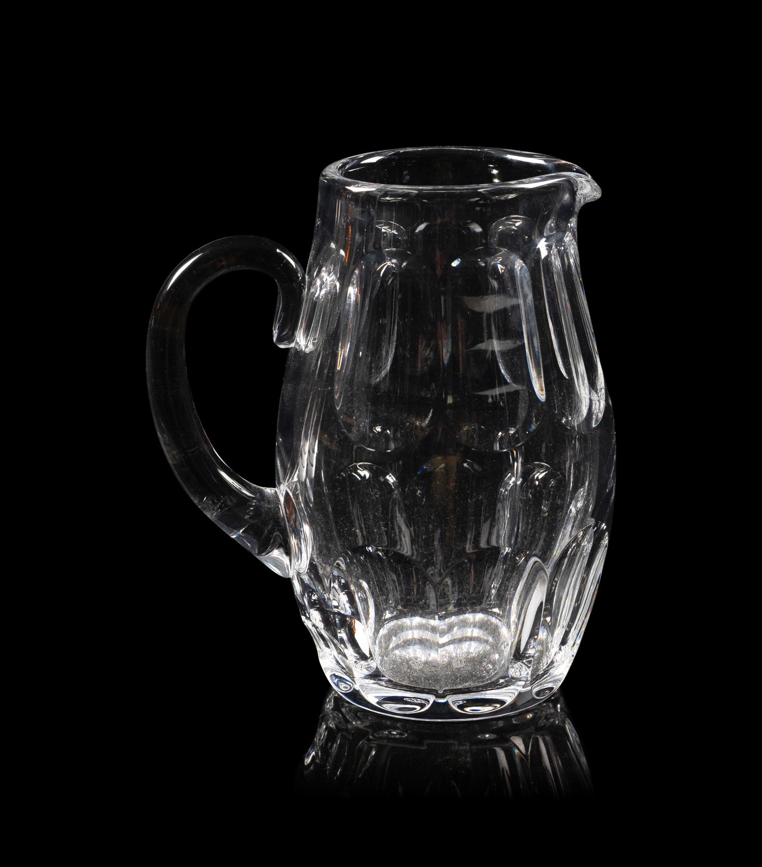A Baccarat Harcourt Pitcher and a Baccarat Amber Glass Vase