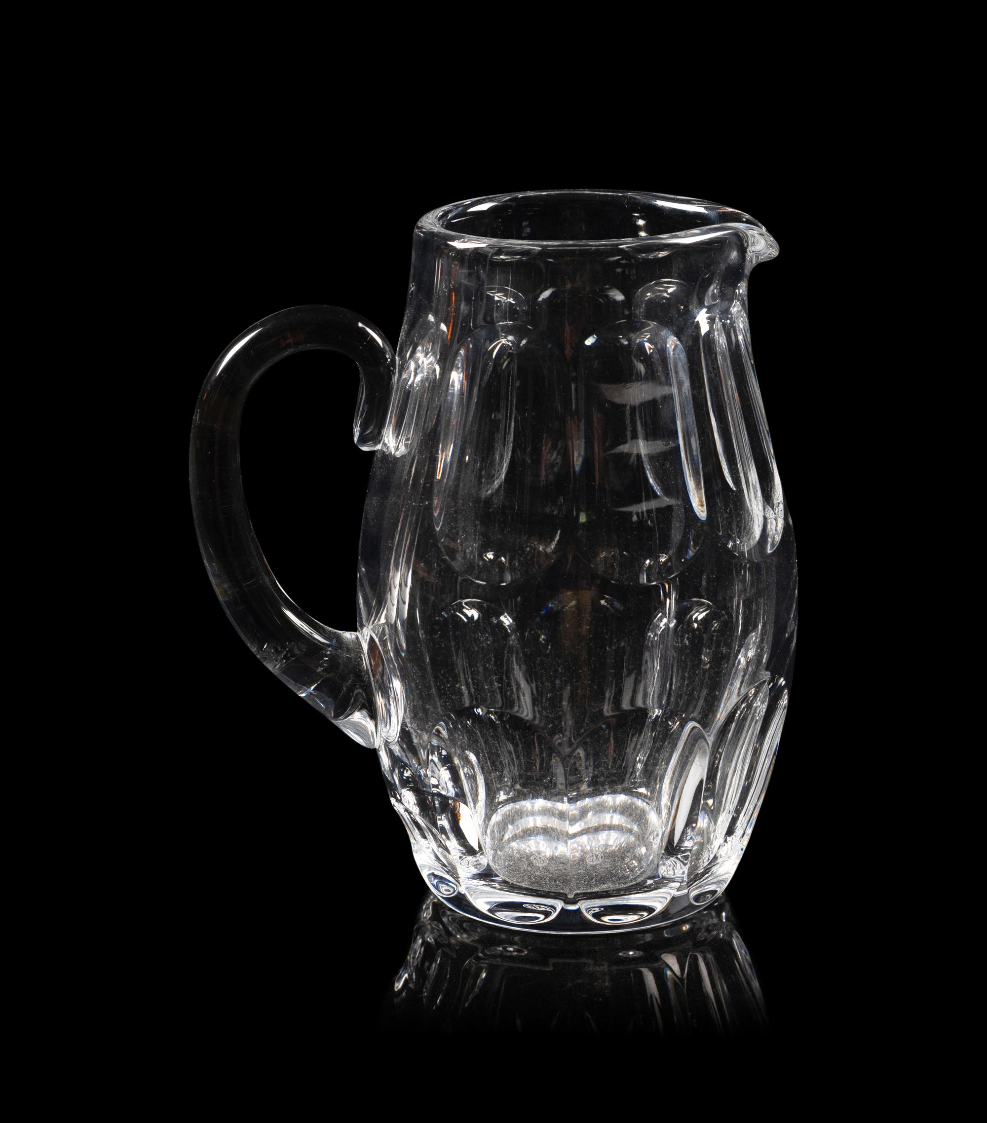 A Baccarat Harcourt Pitcher and a Baccarat Amber Glass Vase