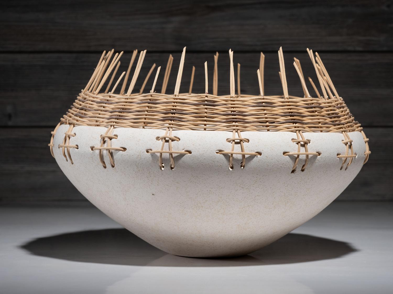 Pottery Bowl with Basketry Rim