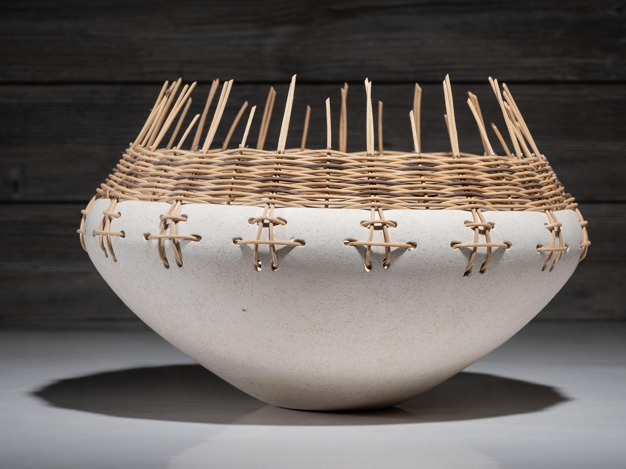 Pottery Bowl with Basketry Rim