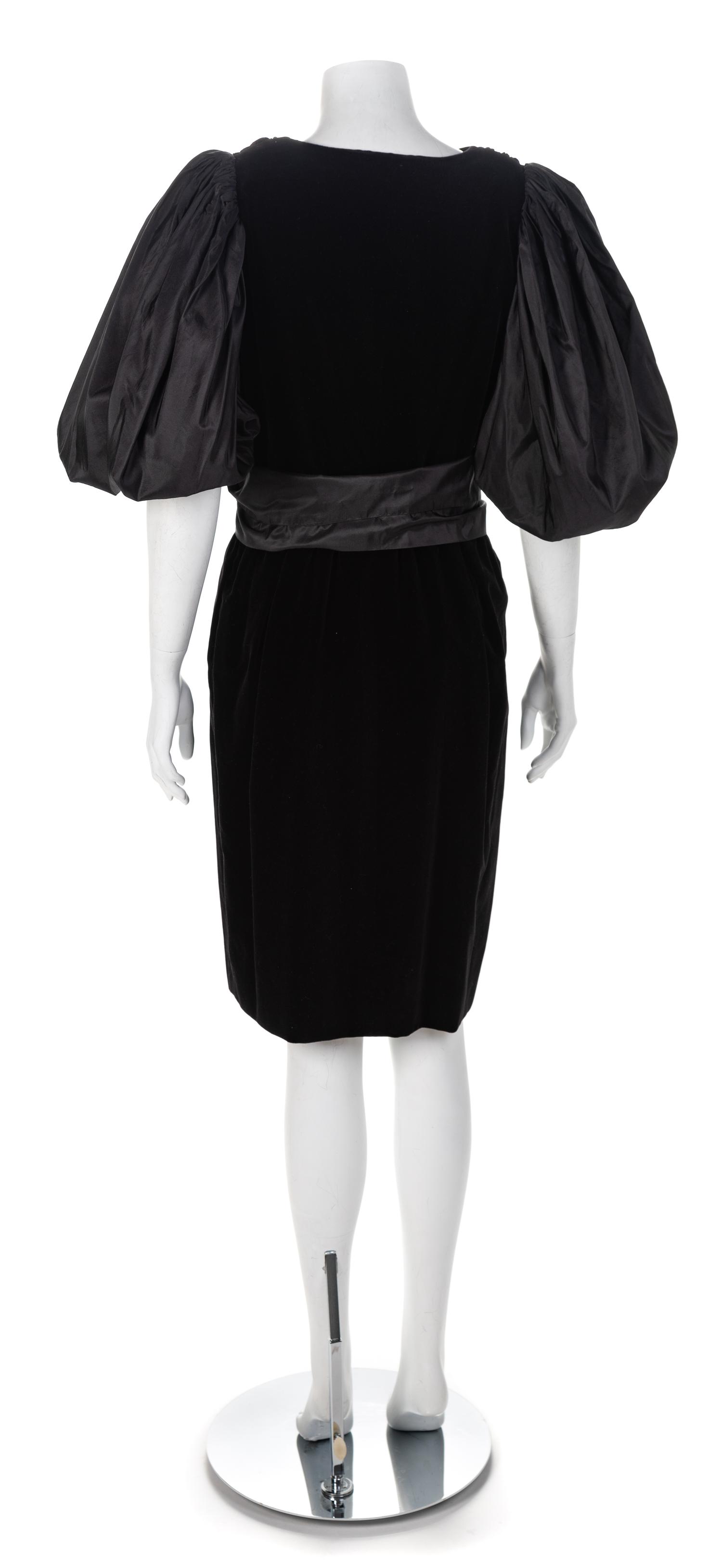 Yves Saint Lauren Rive Gauche Velvet and Taffeta Dress, 1980s Size label: 42