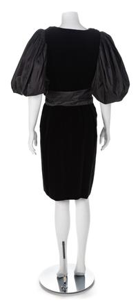 Yves Saint Lauren Rive Gauche Velvet and Taffeta Dress, 1980s Size label: 42