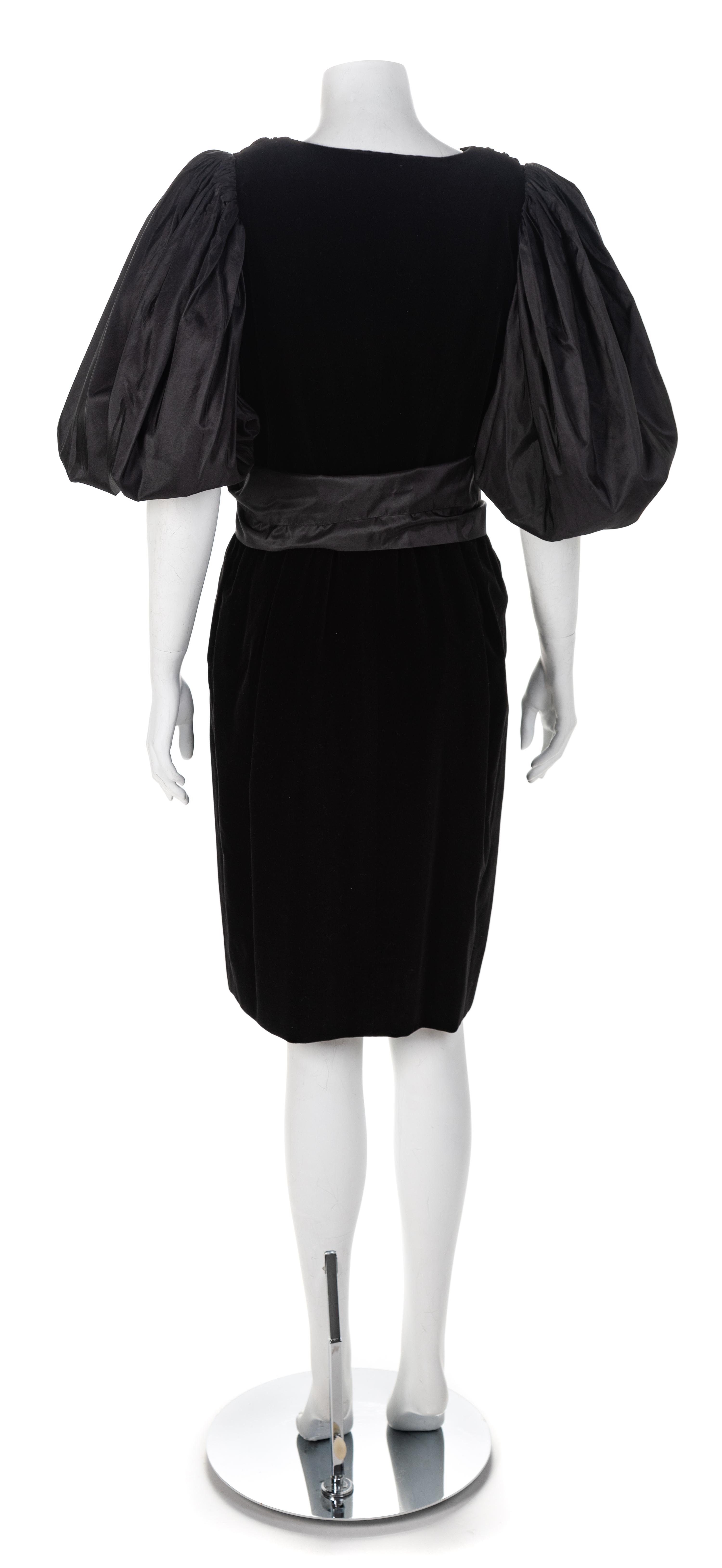 Yves Saint Lauren Rive Gauche Velvet and Taffeta Dress, 1980s Size label: 42