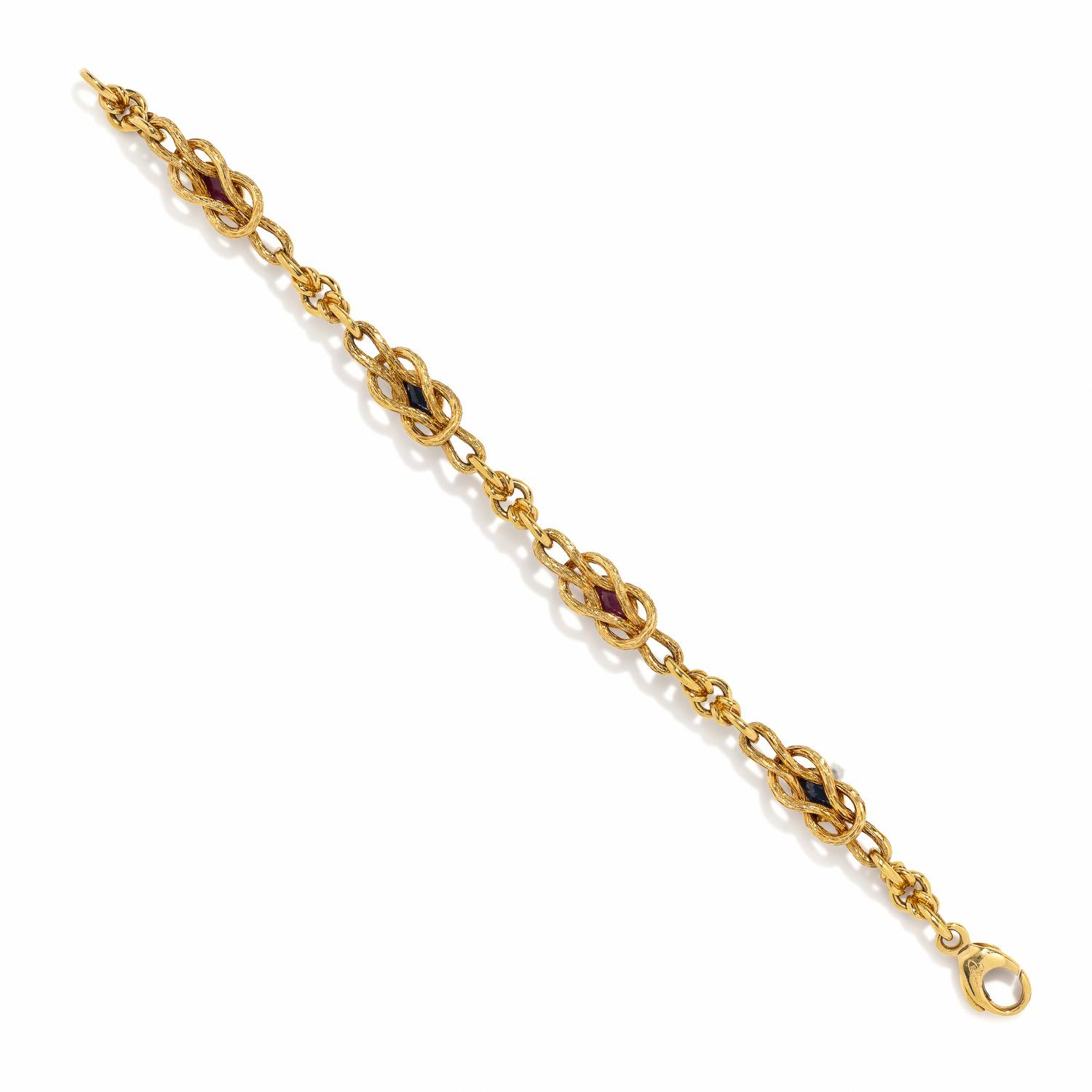 RUBY, SAPPHIRE, AND YELLOW GOLD BRACELET