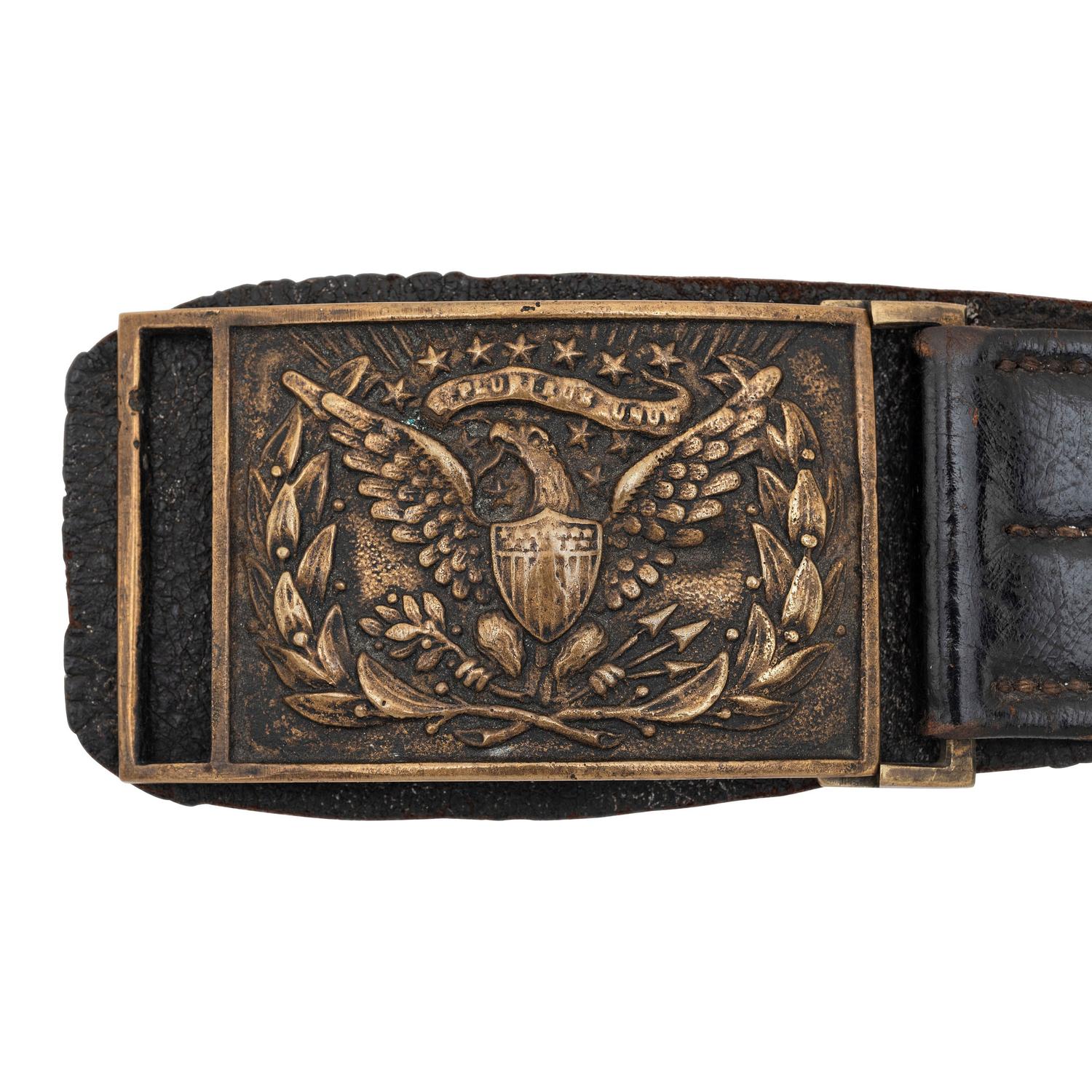 US Model 1851 Sword Belt Plate with Relic Folded & Sewn Leather Saber Belt