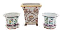 A Group of Three Chinese Glazed Pottery Jardinieres Height of taller 8 1/2 inches. — 20TH CENTURY