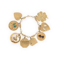 Yellow Gold and Multigem Charm Bracelet