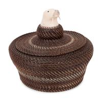 Lidded Baleen Basket, with Carved Walrus Head Finial