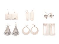 Hopi and Southwestern-style Silver Post and Hook Earrings