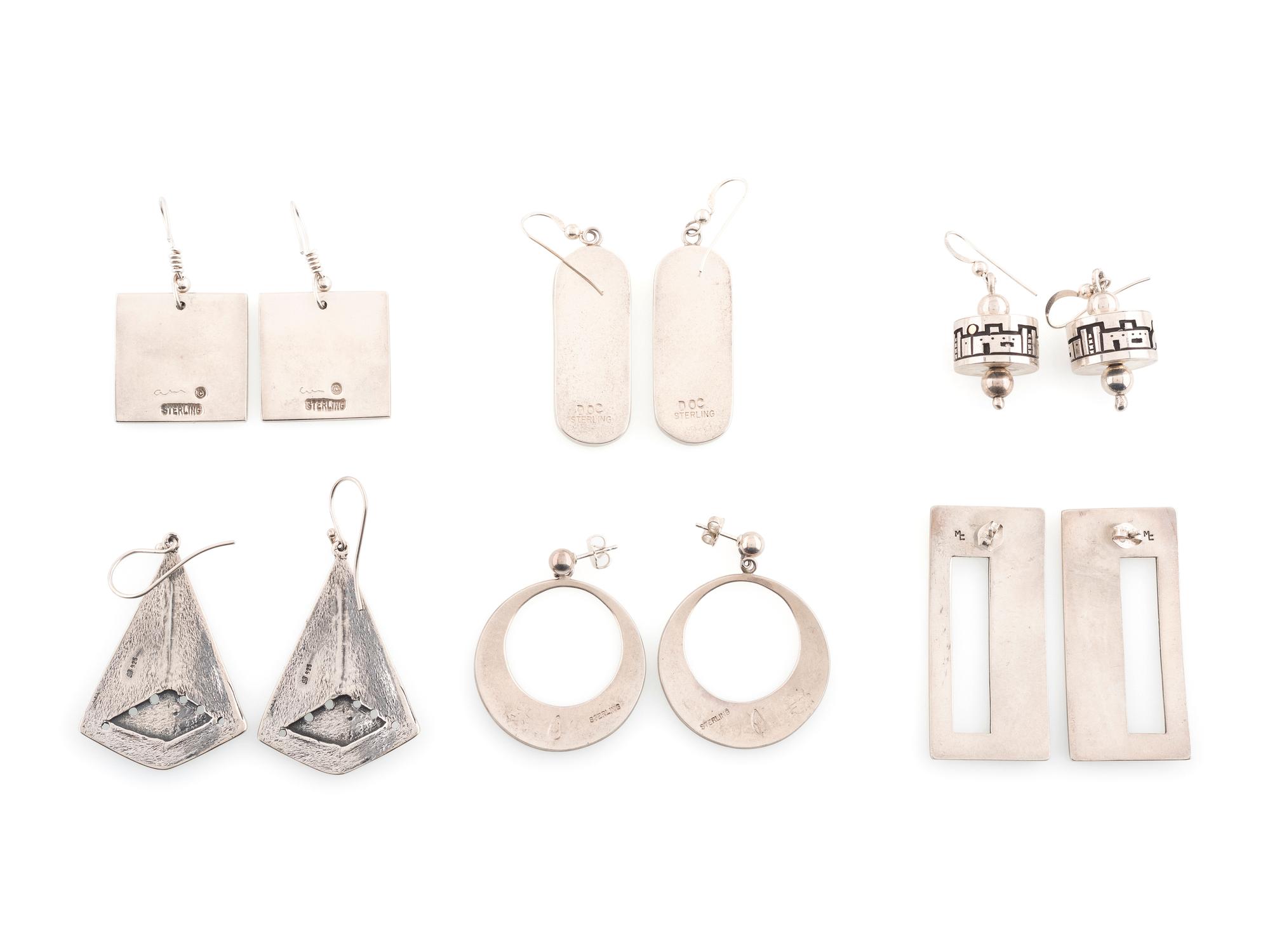 Hopi and Southwestern-style Silver Post and Hook Earrings