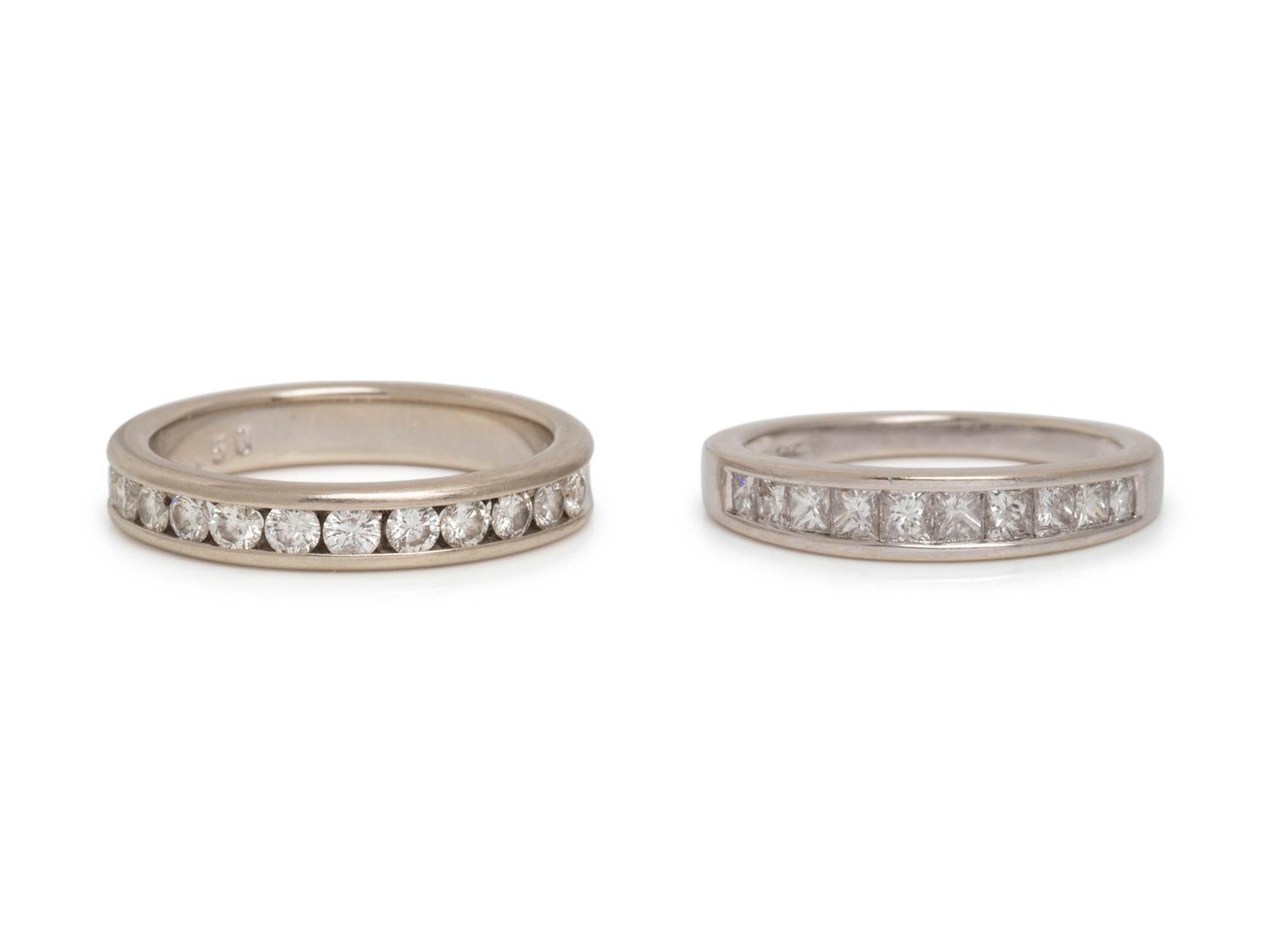PAIR OF WHITE GOLD AND DIAMOND BANDS
