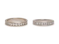 PAIR OF WHITE GOLD AND DIAMOND BANDS