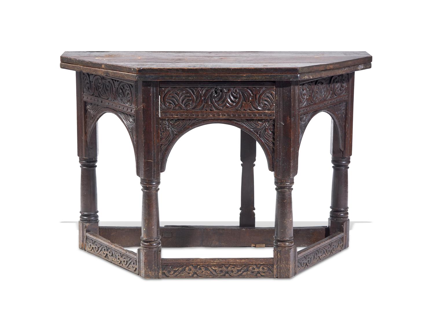 A Charles II Oak Octagonal Flip-Top Table