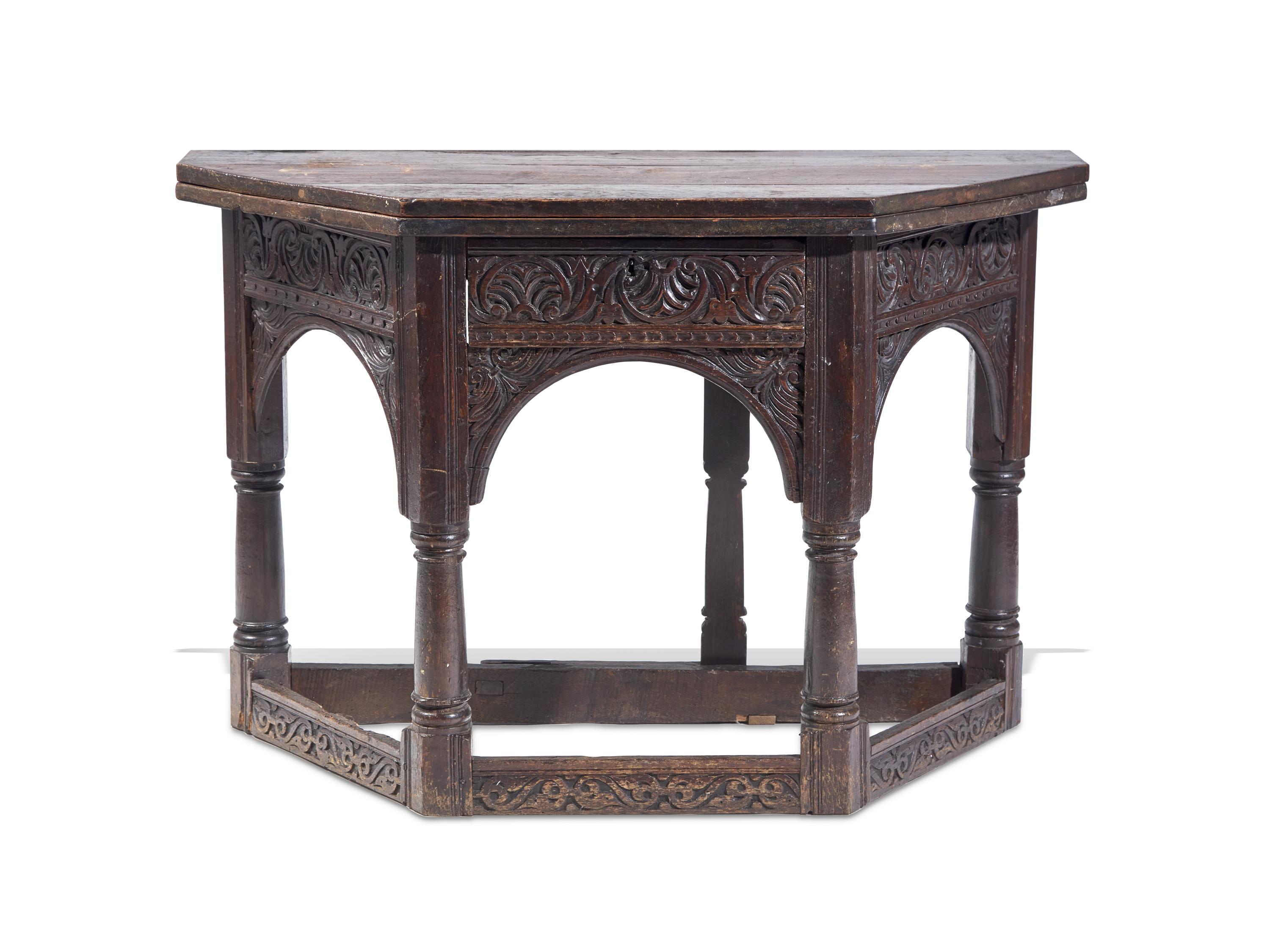 A Charles II Oak Octagonal Flip-Top Table