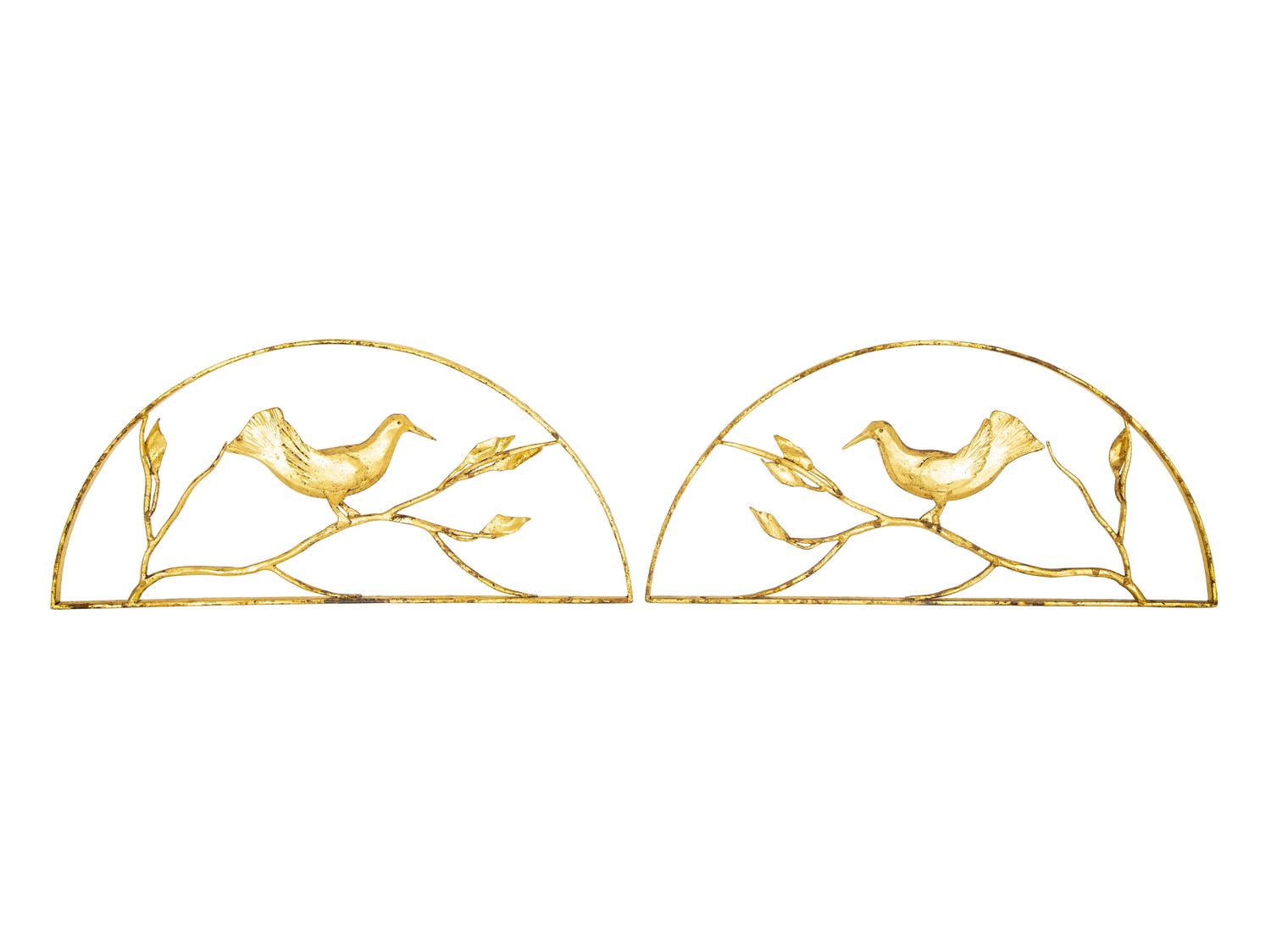 A Pair of Gilded Wrought Iron Demilune Transom Decorations