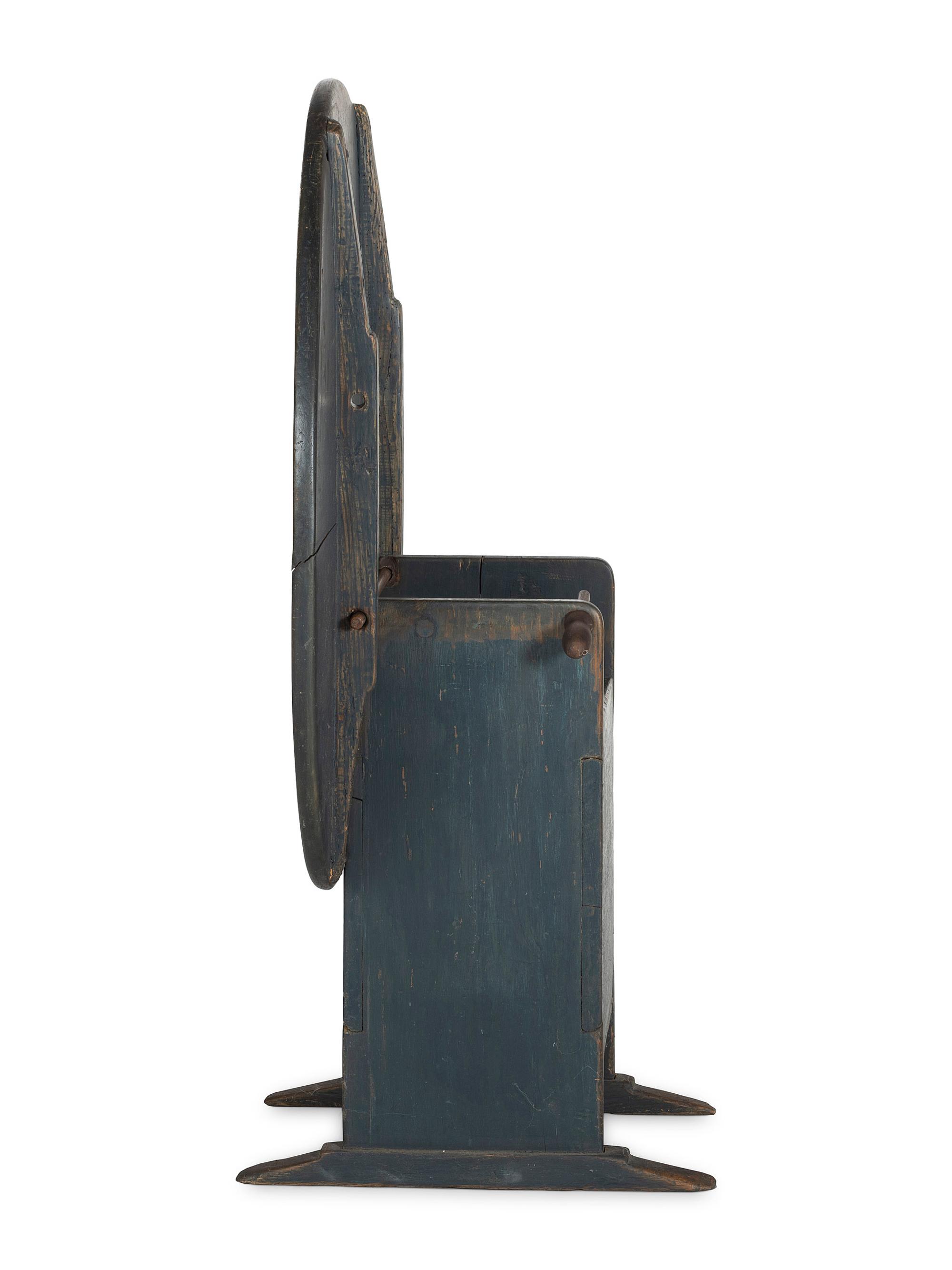 A Country Blue Painted Pine Shoe-Foot Hutch Table
