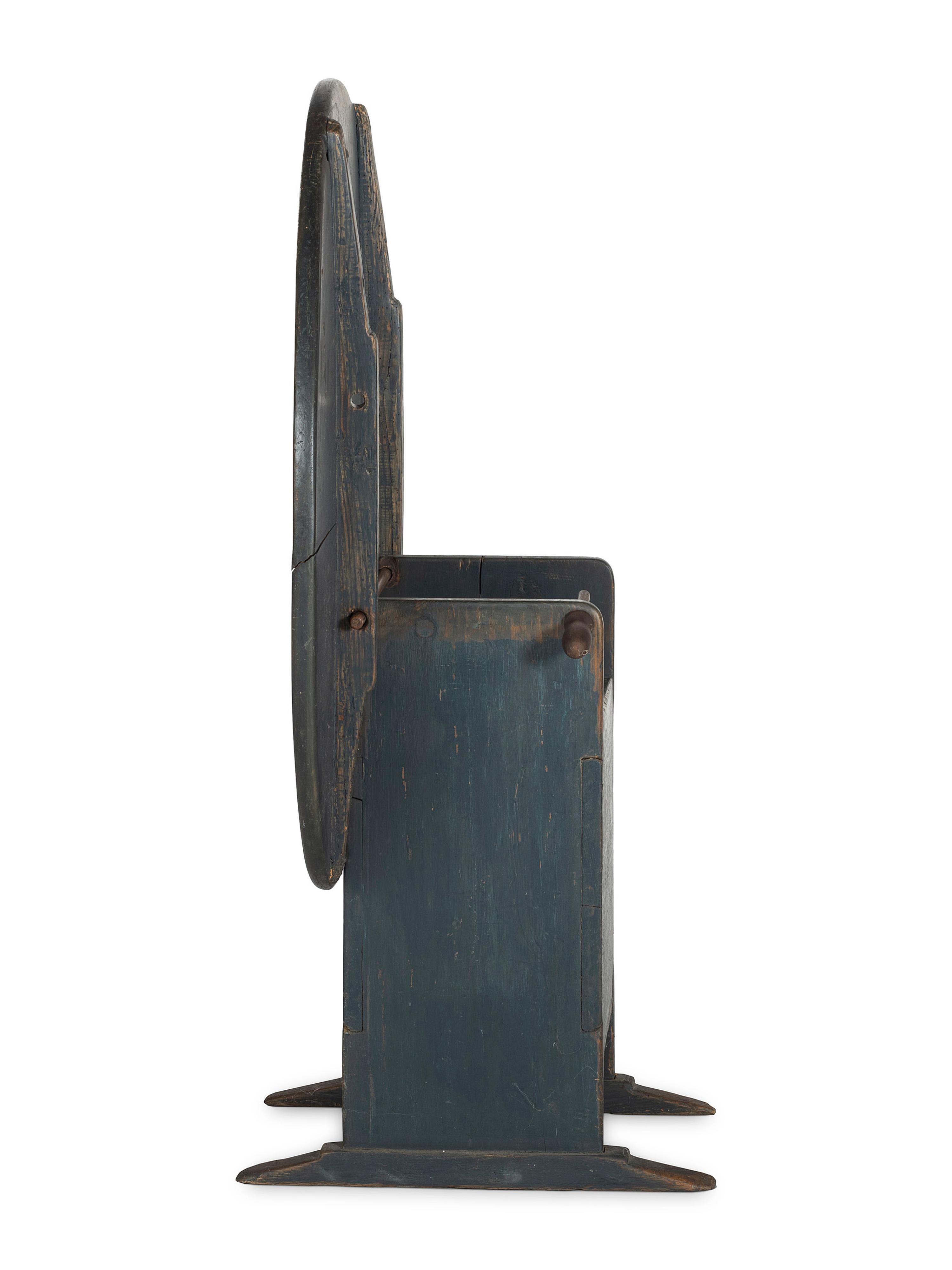 A Country Blue Painted Pine Shoe-Foot Hutch Table