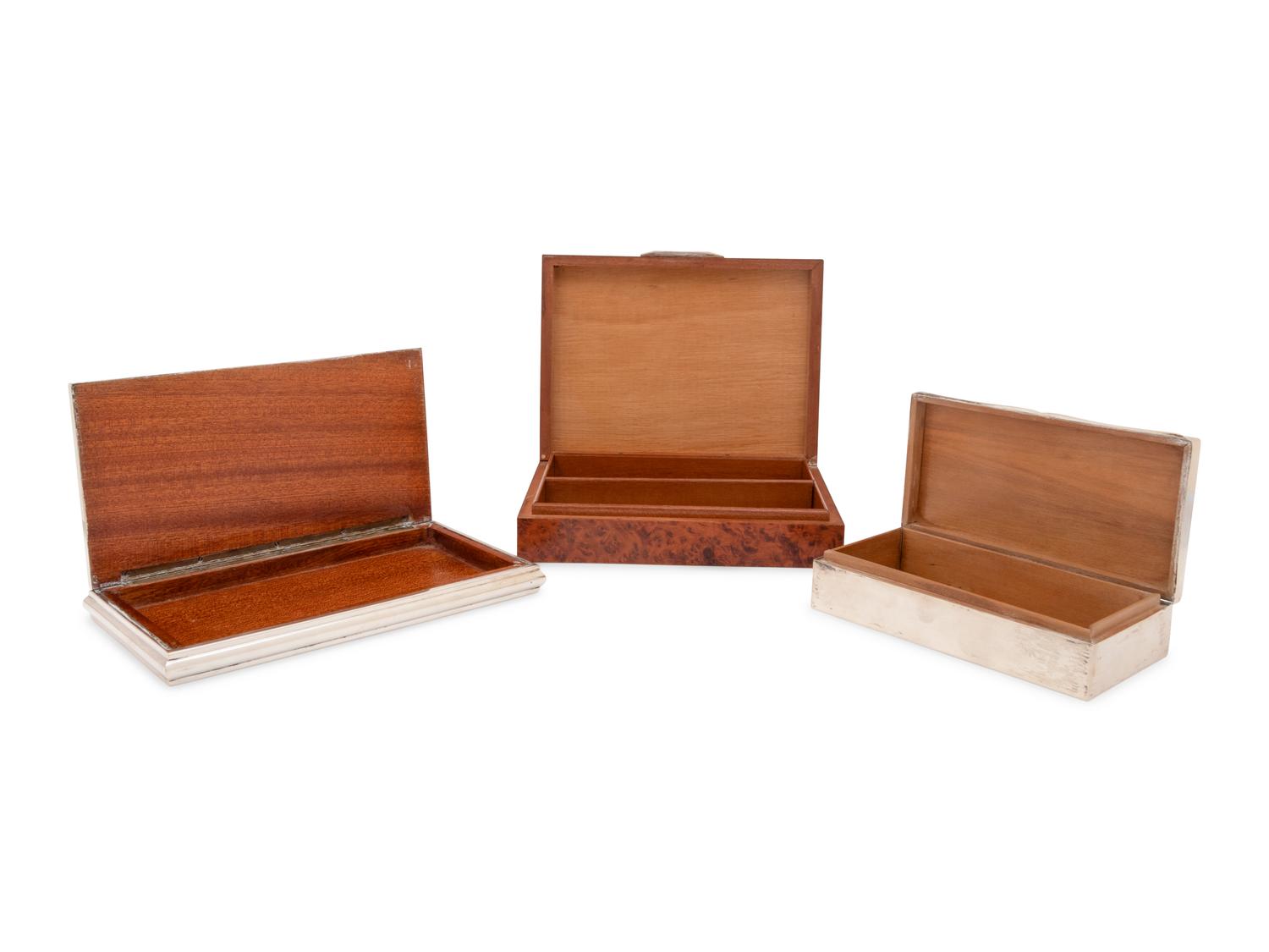 A Group of Three Continental Silver Table Caskets