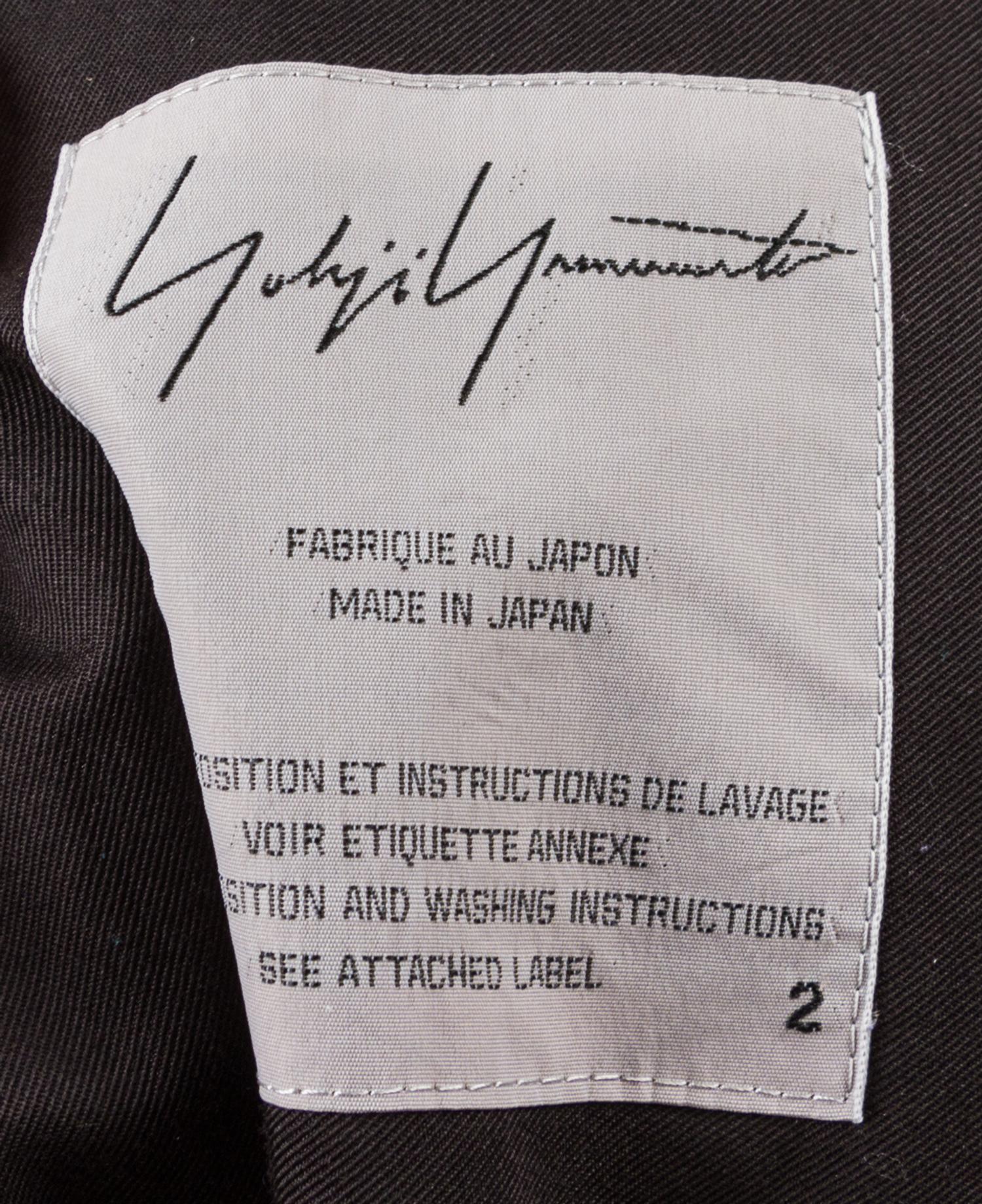 A Yohji Yamamoto Black Cotton Tuxedo Jacket, Size 2.