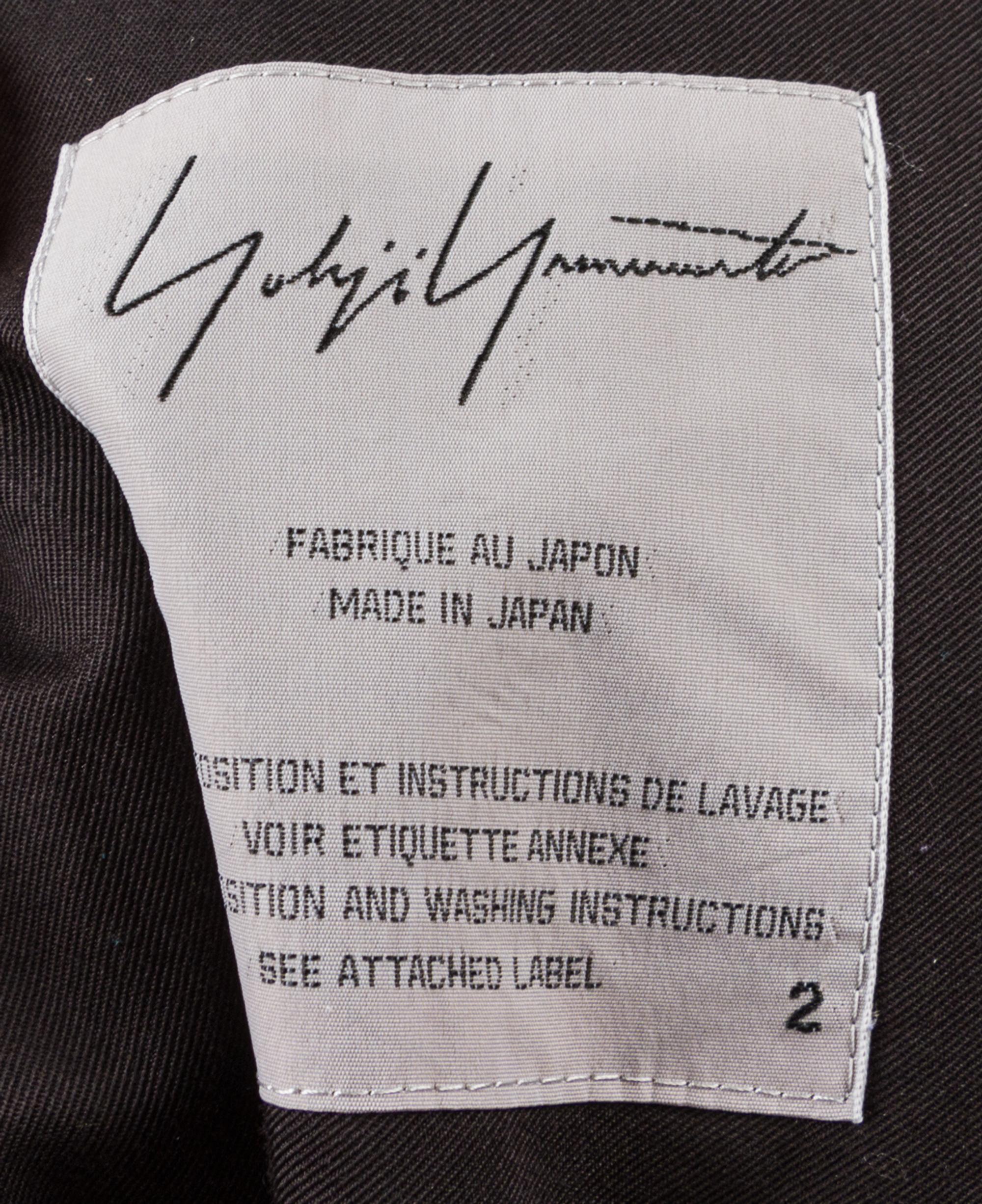A Yohji Yamamoto Black Cotton Tuxedo Jacket, Size 2.