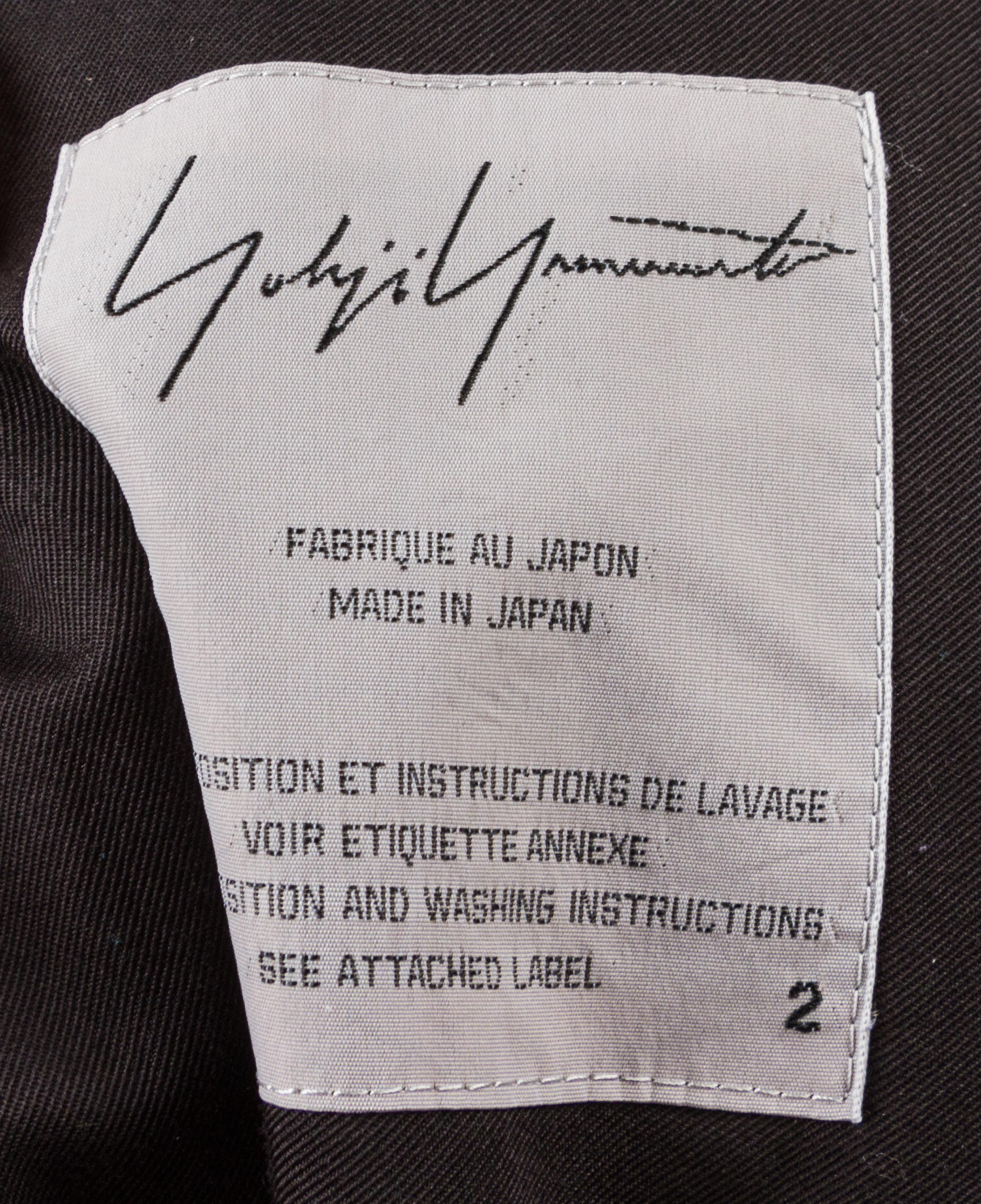 A Yohji Yamamoto Black Cotton Tuxedo Jacket, Size 2.