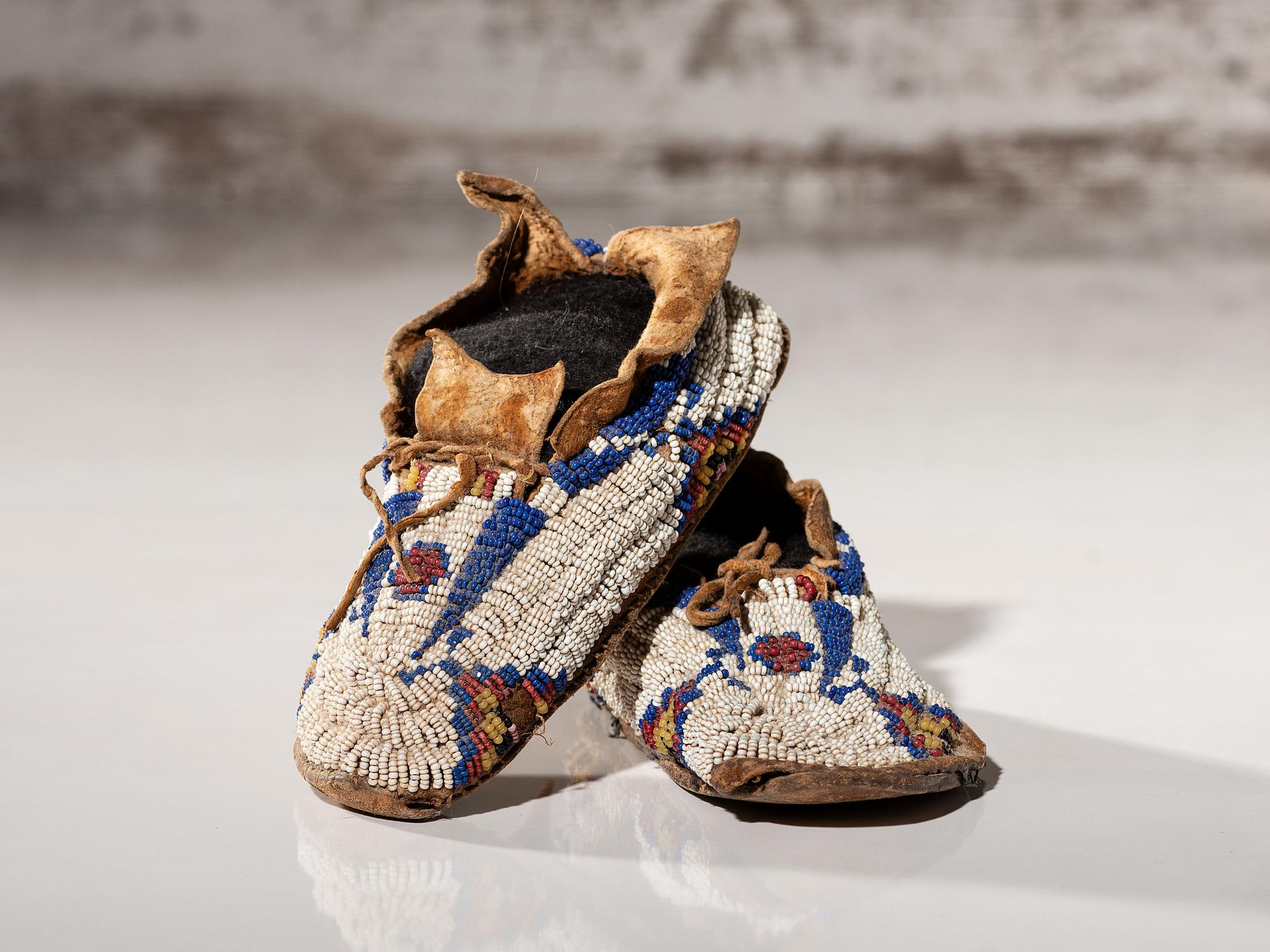 Cheyenne Child’s Beaded Hide Moccasins