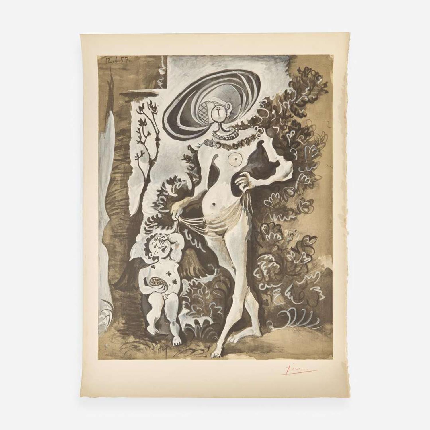 After Pablo Picasso (Spanish, 1881-1973) Venus et L'Amour Voleur de Miel (d'après Lucas Cranach l'Ancien)