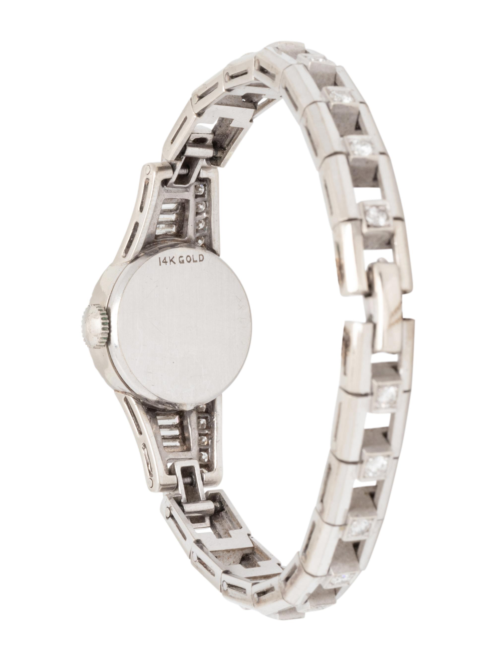 14K WHITE GOLD AND DIAMOND WRISTWATCH
