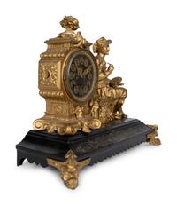 An Ansonia Gilt Metal Figural Mantel Clock — LATE 19TH CENTURY