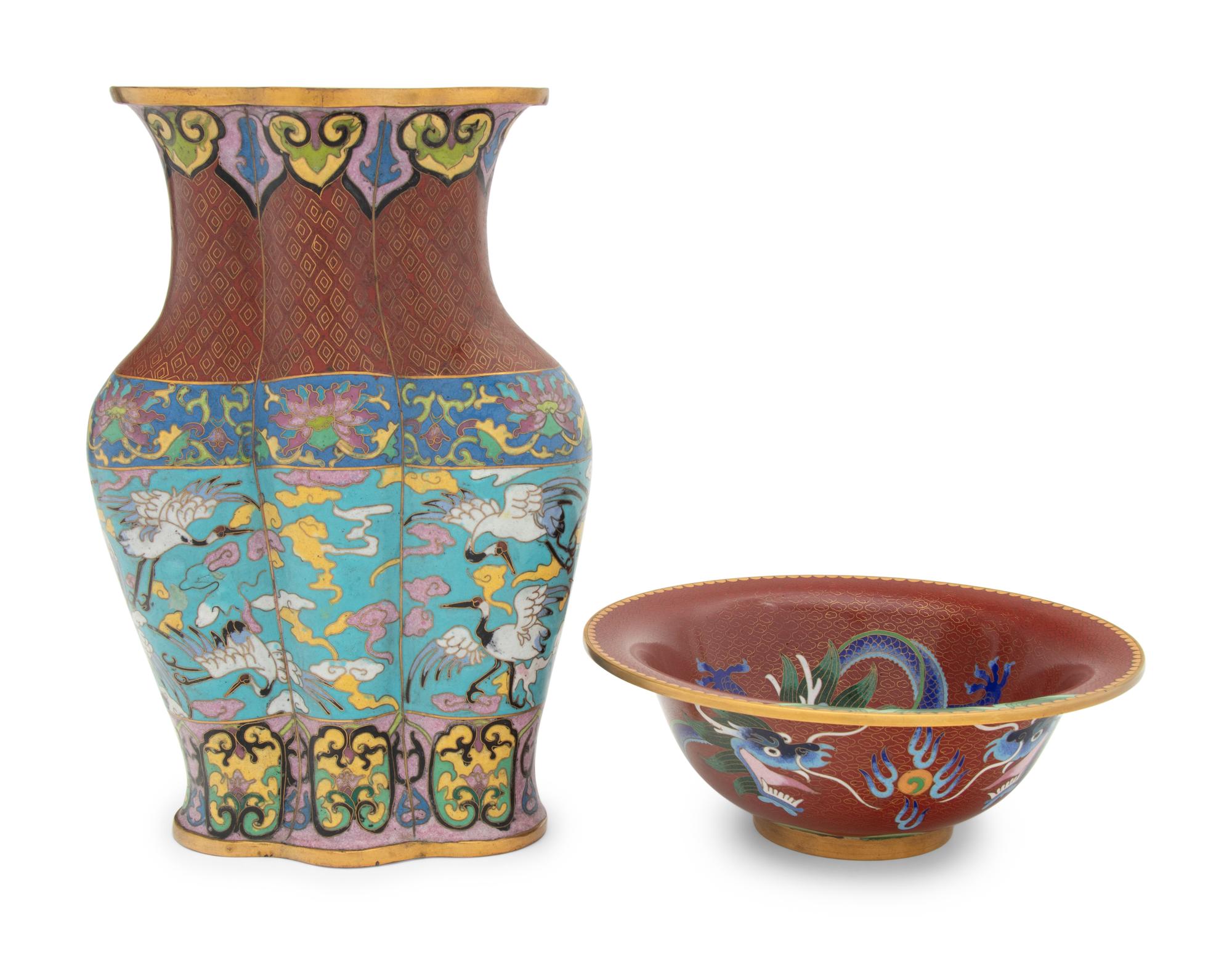 16 Chinese Cloisonné Enamel Vessels