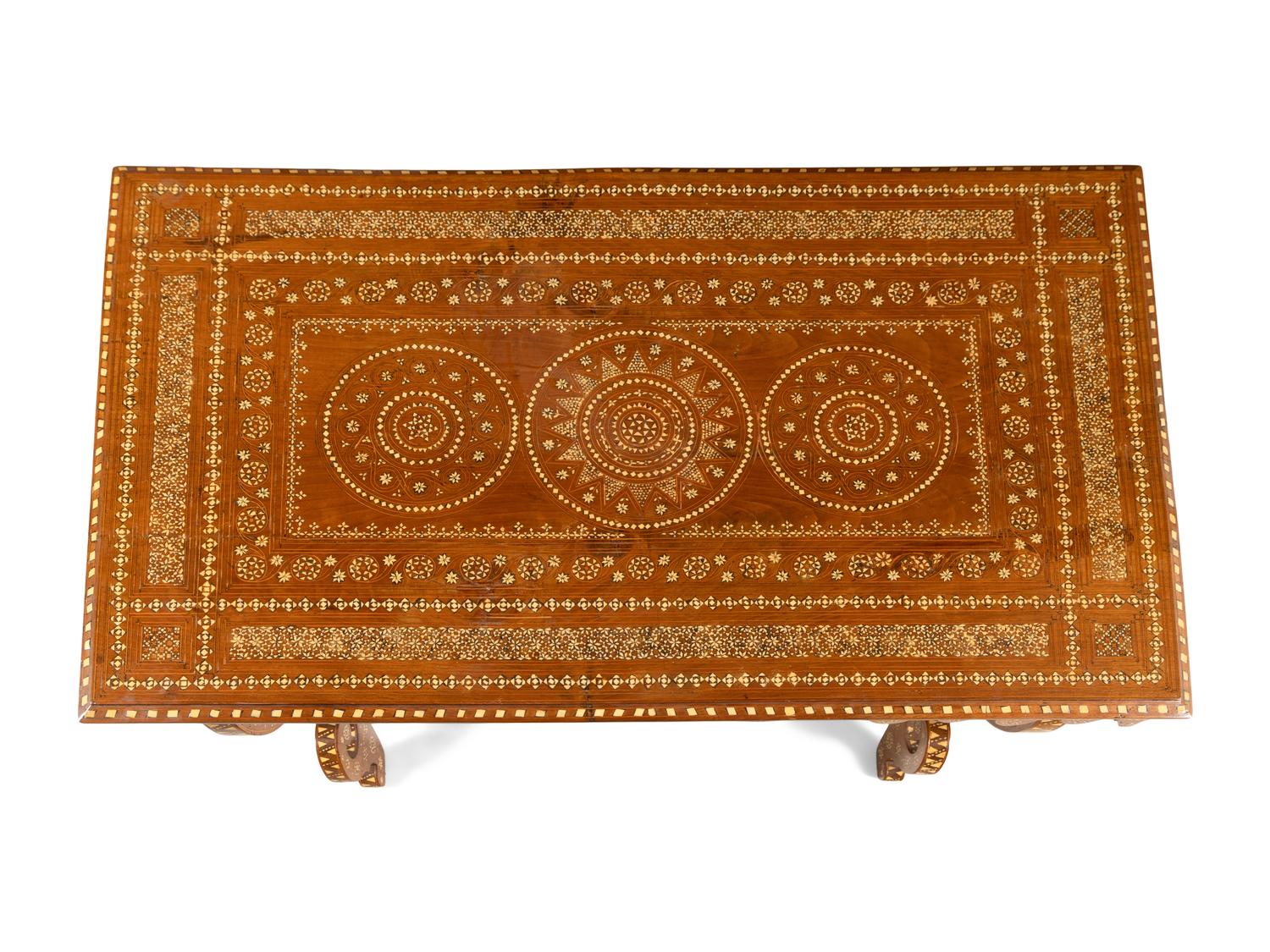 A North Italian Bone-Inlaid Walnut Table