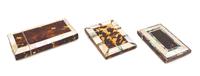 Two Tortoise Shell, Mother-of-Pearl and Abalone Veneered Card Cases, Height of tallest 5 1/4 inches.
