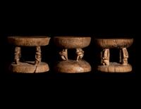 Three African Wood Stools