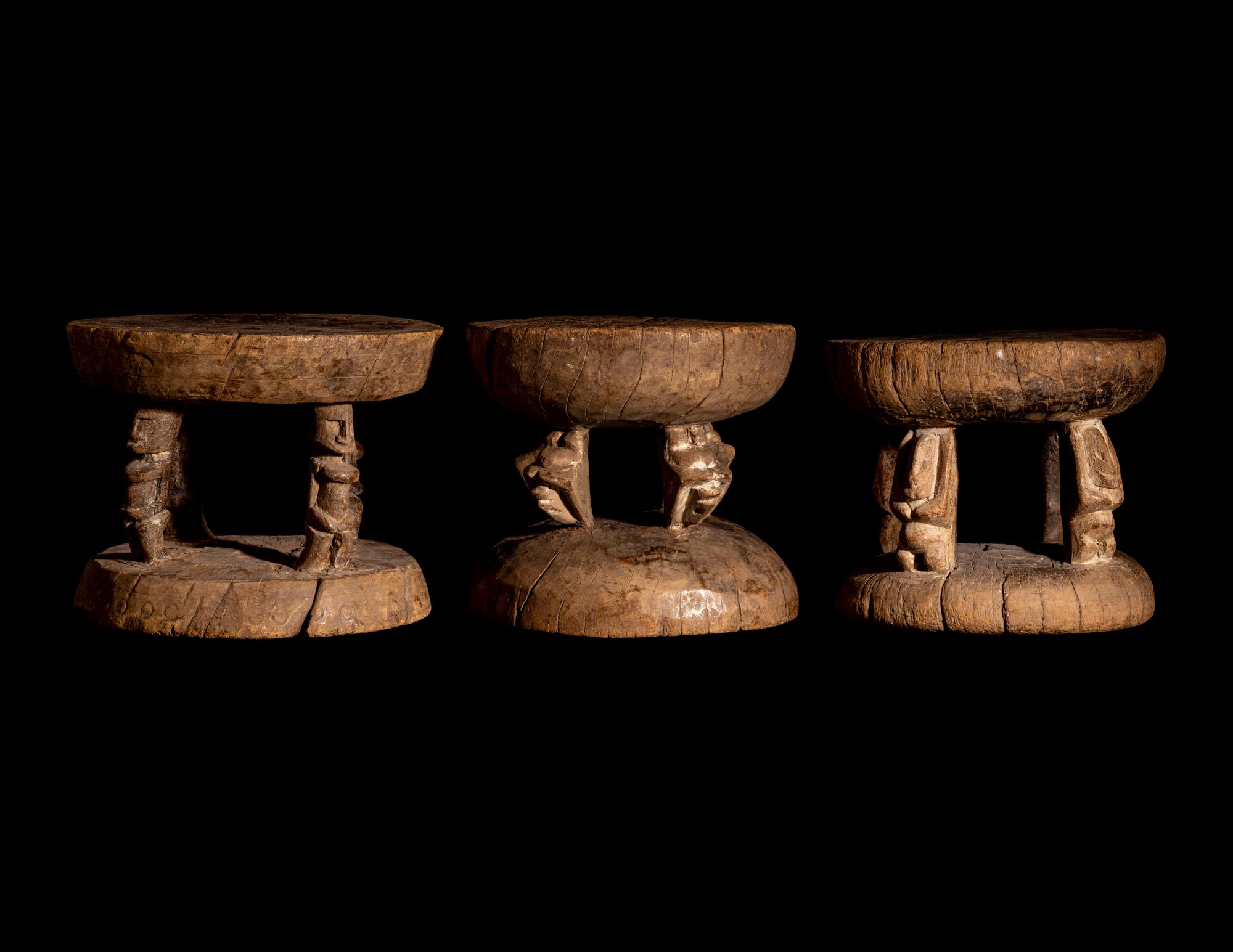 Three African Wood Stools