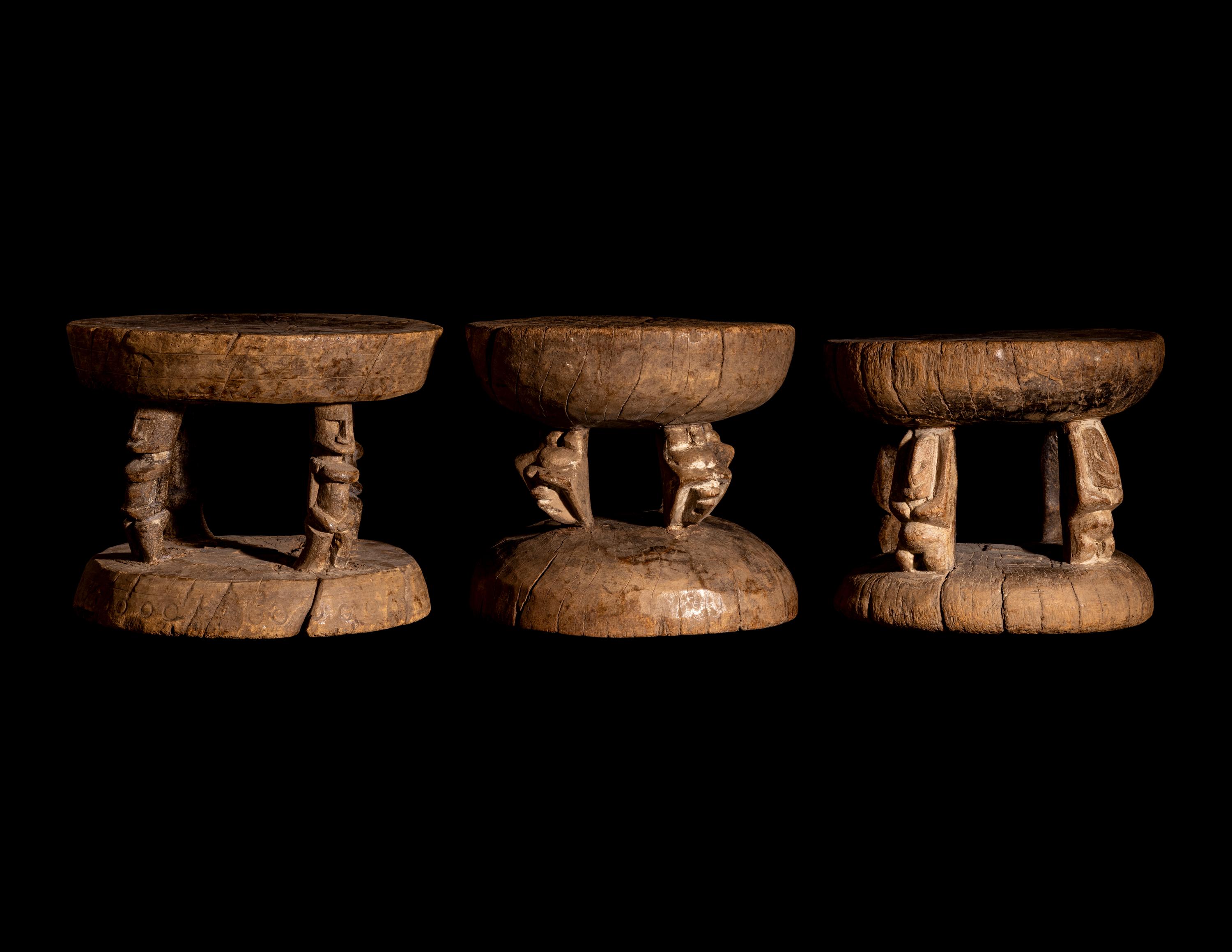 Three African Wood Stools