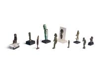 Nine Egyptian Bronze Figures