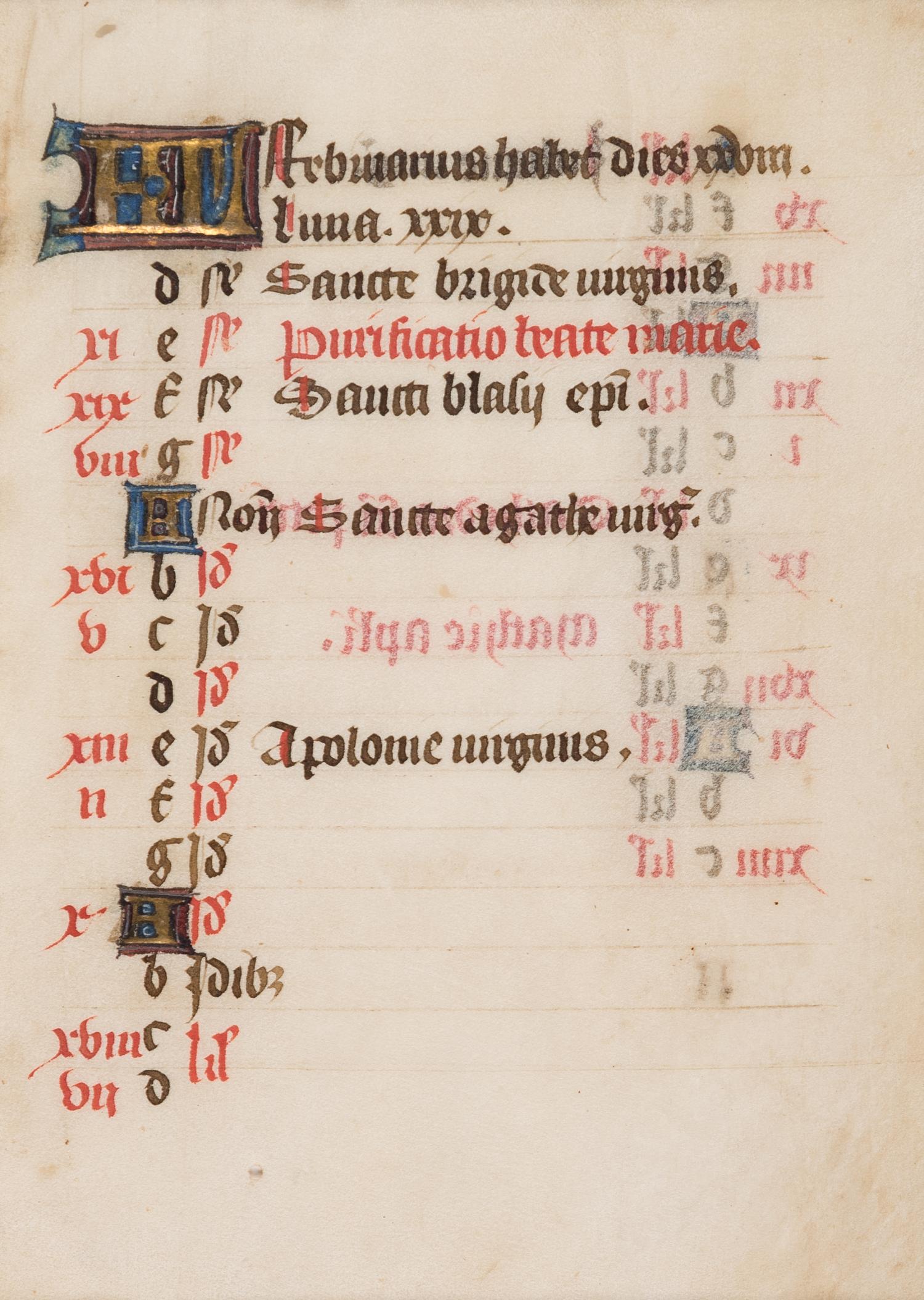 [BOOK OF HOURS]. A group of 25 leaves from medieval and renaissance manuscripts and printed books, including 5 or more from Otto Ege’s Fifty Original Leaves from Medieval Manuscripts. Western Europe: XII-XVI Century [compiled Cleveland, c.1950] and Original Leaves from Famous Bibles: Nine Centuries, 1121-1935 A.D [Compiled Cleveland, c.1950]. Various sizes, including: