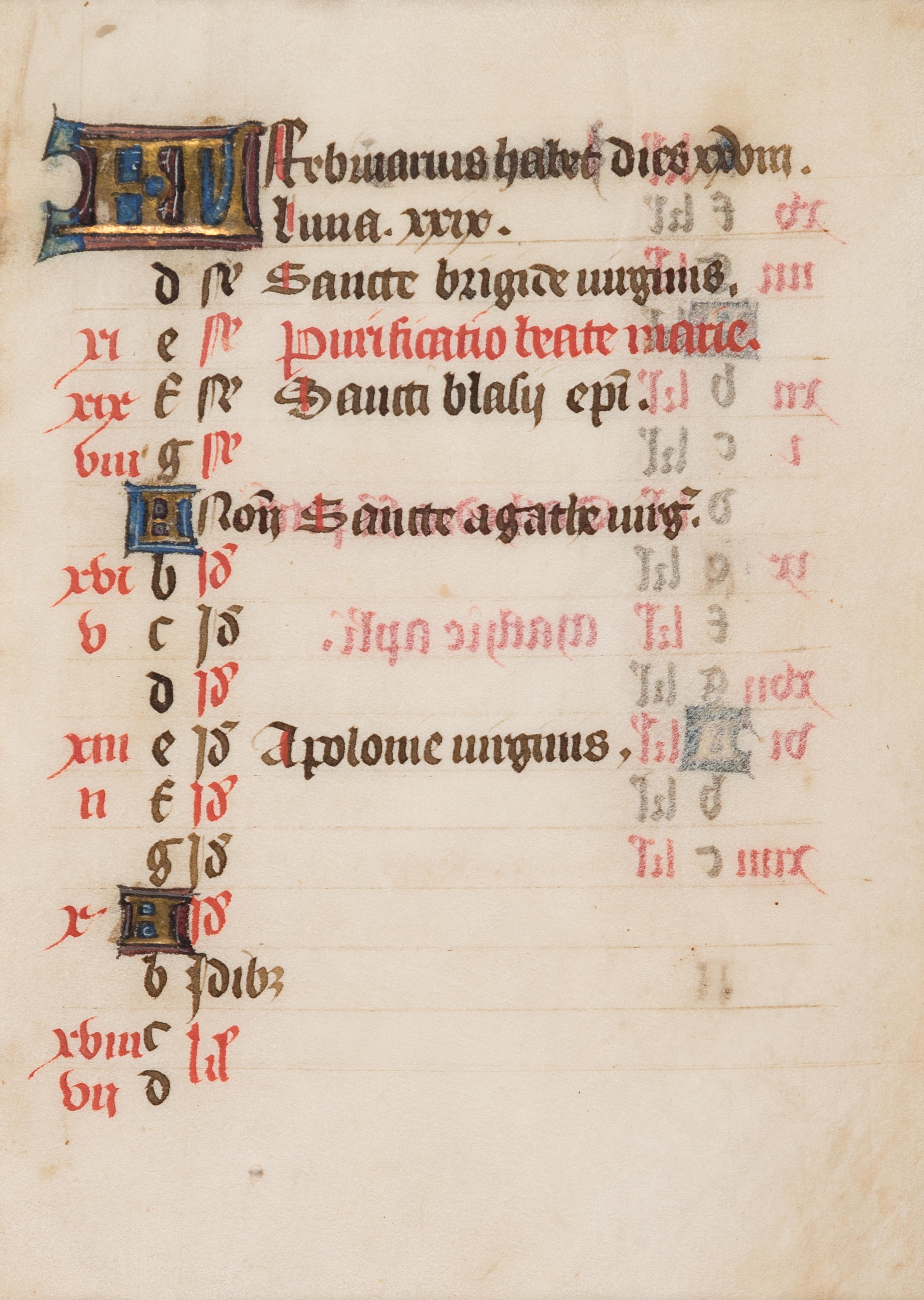 [BOOK OF HOURS]. A group of 25 leaves from medieval and renaissance manuscripts and printed books, including 5 or more from Otto Ege’s Fifty Original Leaves from Medieval Manuscripts. Western Europe: XII-XVI Century [compiled Cleveland, c.1950] and Original Leaves from Famous Bibles: Nine Centuries, 1121-1935 A.D [Compiled Cleveland, c.1950]. Various sizes, including:
